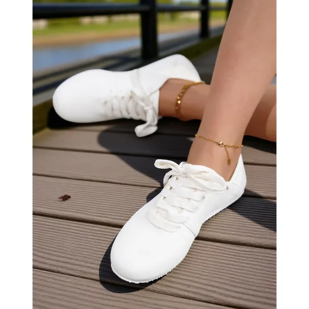 Women's White Lace-Up Casual Flat Shoes – Comfortable Lightweight Sneakers for Everyday Wear, Walking, Travel and Street Style Outfits