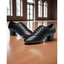 Women's White Lace-Up Dance Shoes - Low Heel Professional Practice Footwear for Ballroom, Latin and Jazz Training