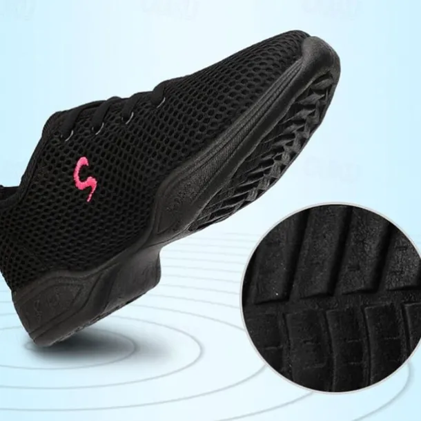 Women's White Mesh Dance Shoes – Lightweight Breathable Sneakers for Jazz, Ballet, and Fitness Dance