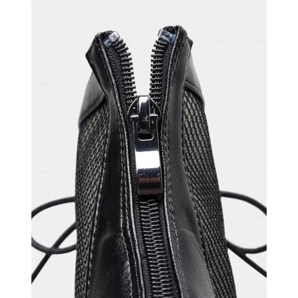 Women's White Mesh Lace-Up Disco Dance Boots - Retro High Heel Ankle Boots for Vintage Party & Clubwear