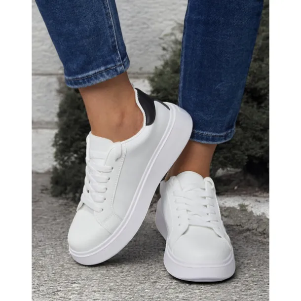 Women's White Platform Sneakers with Butterfly Embroidery | Casual Lace-Up Shoes for Everyday Wear