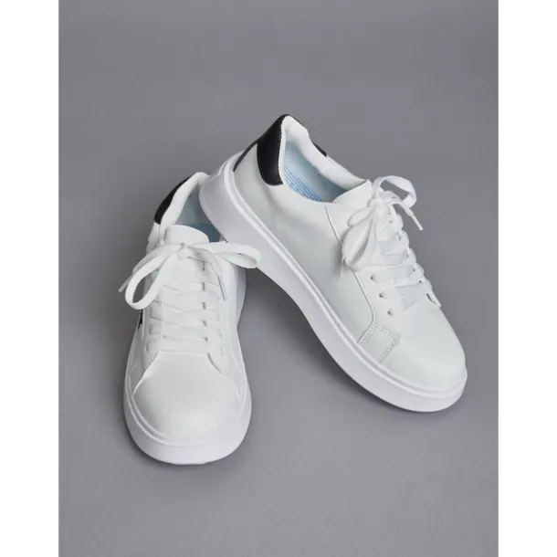 Women's White Platform Sneakers with Butterfly Embroidery | Casual Lace-Up Shoes for Everyday Wear