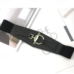 Women's Wide Belt Corset Belt PU Leather Buckle Free Geometric Formal Classic Party Work Black khaki