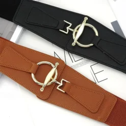 Women's Wide Belt Corset Belt PU Leather Buckle Free Geometric Formal Classic Party Work Black khaki