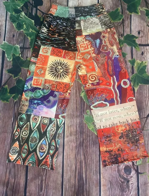 Women's Wide Leg Chinos Vacation Vintage Ethnic Style Long High Waist Graphic Plaid Checkered Pocket Elastic Waistband Comfy Soft Comfortable Micro-elastic Outdoor Street Blue Orange Summer Spring