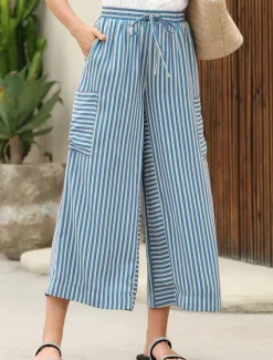 Women's Wide Leg Chinos Vacation Fashion Streetwear Full Length High Waist Plain Elastic Waistband Printing Comfy Soft Comfortable Micro-elastic Outdoor Vacation Street Orange red Blue Orange Green