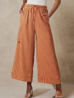 Women's Wide Leg Chinos Vacation Fashion Streetwear Full Length High Waist Plain Elastic Waistband Printing Comfy Soft Comfortable Micro-elastic Outdoor Vacation Street Orange red Blue Orange Green