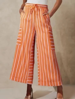 Women's Wide Leg Chinos Vacation Fashion Streetwear Full Length High Waist Plain Elastic Waistband Printing Comfy Soft Comfortable Micro-elastic Outdoor Vacation Street Orange red Blue Orange Green