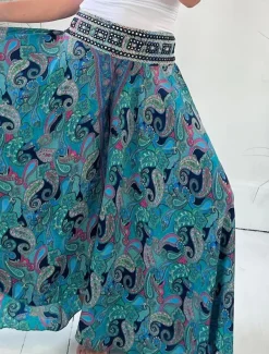 Women's Wide Leg Chinos Vacation Hawaiian Full Length High Waist Paisley Elastic Waistband Printing Comfy Soft Comfortable Micro-elastic Outdoor Street Red Green Summer Spring Regular Fit