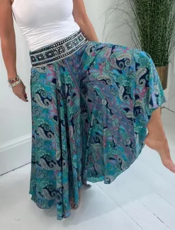 Women's Wide Leg Chinos Vacation Hawaiian Full Length High Waist Paisley Elastic Waistband Printing Comfy Soft Comfortable Micro-elastic Outdoor Street Red Green Summer Spring Regular Fit