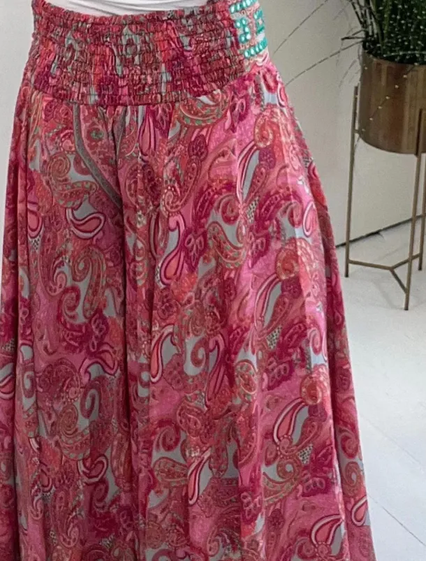 Women's Wide Leg Chinos Vacation Hawaiian Full Length High Waist Paisley Elastic Waistband Printing Comfy Soft Comfortable Micro-elastic Outdoor Street Red Green Summer Spring Regular Fit