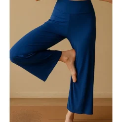 Women's Wide Leg Pants Yoga Pants Cropped Pants High Waist Yoga Fitness Pilates Pants Apricot Black Blue Spandex Winter Sports Activewear High Elasticity
