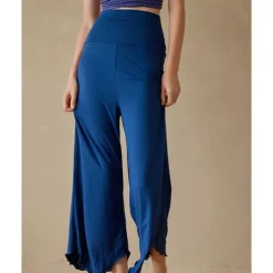 Women's Wide Leg Pants Yoga Pants Cropped Pants High Waist Yoga Fitness Pilates Pants Apricot Black Blue Spandex Winter Sports Activewear High Elasticity