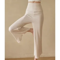 Women's Wide Leg Pants Yoga Pants Cropped Pants High Waist Yoga Fitness Pilates Pants Apricot Black Blue Spandex Winter Sports Activewear High Elasticity