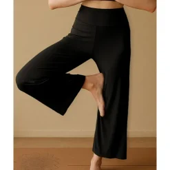 Women's Wide Leg Pants Yoga Pants Cropped Pants High Waist Yoga Fitness Pilates Pants Apricot Black Blue Spandex Winter Sports Activewear High Elasticity