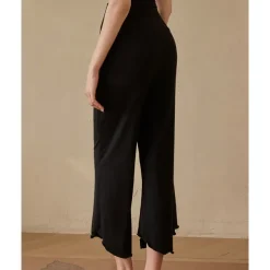 Women's Wide Leg Pants Yoga Pants Cropped Pants High Waist Yoga Fitness Pilates Pants Apricot Black Blue Spandex Winter Sports Activewear High Elasticity