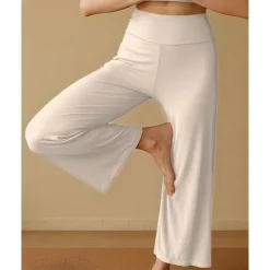 Women's Wide Leg Pants Yoga Pants Cropped Pants High Waist Yoga Fitness Pilates Pants Apricot Black Blue Spandex Winter Sports Activewear High Elasticity