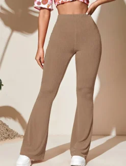 Women's Wide Leg Tights Casual / Sporty Full Length High Waist Plain High Cut Comfy Soft Comfortable Micro-elastic Yoga Camel Black Wine Khaki Spring & Fall Regular Fit