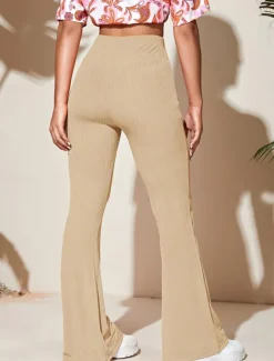 Women's Wide Leg Tights Casual / Sporty Full Length High Waist Plain High Cut Comfy Soft Comfortable Micro-elastic Yoga Camel Black Wine Khaki Spring & Fall Regular Fit