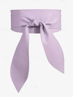 Women's Wide Red Faux Leather Obi Belt – Elegant Waist Cincher with Tie Knot Design for Dresses and Outerwear