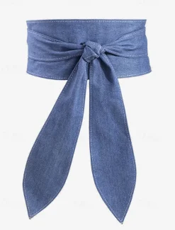 Women's Wide Red Faux Leather Obi Belt – Elegant Waist Cincher with Tie Knot Design for Dresses and Outerwear