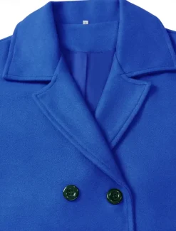 Women's Winter Coat Coat Cloak / Capes Windproof Warm Pocket Casual Street Style Plain Vacation Work Street Daily Wear Single Breasted Turndown Loose Fit Long Sleeve Outerwear Red Blue Green Fall