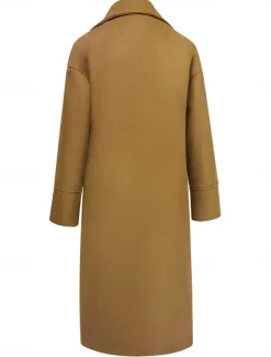 Women's Winter Coat Coat Cloak / Capes Windproof Warm Pocket Casual Street Style Plain Vacation Work Street Daily Wear Single Breasted Turndown Loose Fit Long Sleeve Outerwear Red Blue Green Fall