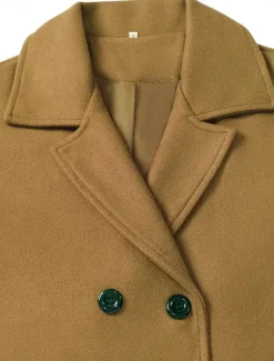 Women's Winter Coat Coat Cloak / Capes Windproof Warm Pocket Casual Street Style Plain Vacation Work Street Daily Wear Single Breasted Turndown Loose Fit Long Sleeve Outerwear Red Blue Green Fall