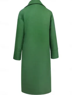 Women's Winter Coat Coat Cloak / Capes Windproof Warm Pocket Casual Street Style Plain Vacation Work Street Daily Wear Single Breasted Turndown Loose Fit Long Sleeve Outerwear Red Blue Green Fall