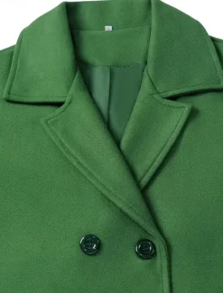 Women's Winter Coat Coat Cloak / Capes Windproof Warm Pocket Casual Street Style Plain Vacation Work Street Daily Wear Single Breasted Turndown Loose Fit Long Sleeve Outerwear Red Blue Green Fall