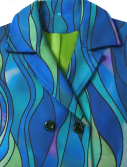 Women's Winter Coat Coat Cloak / Capes Windproof Warm Pocket Casual Street Style Color Block Vacation Work Street Daily Wear Single Breasted Turndown Loose Fit Long Sleeve Outerwear Blue Fall Winter