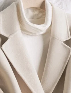 Women's Winter Coat Coat Warm Breathable Pocket With Belt Active Fashion Comfortable Street Style Solid Color Outdoor Vacation Daily Wear Going out Single Breasted Long Turndown Regular Fit Long