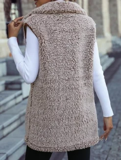 Women's Winter Coat Coat Warm Buttons Casual Street Style Solid Color Vacation Work Daily Wear Single Breasted Turndown Loose Fit Long Sleeve Outerwear Light Pink Black Khaki Fall Winter