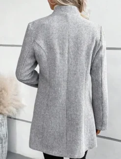 Women's Winter Coat Office Fall Winter Regular Coat Regular Fit Thermal Warm Breathable Comtemporary Stylish Casual Jacket Long Sleeve Plain Slim Fit Gray