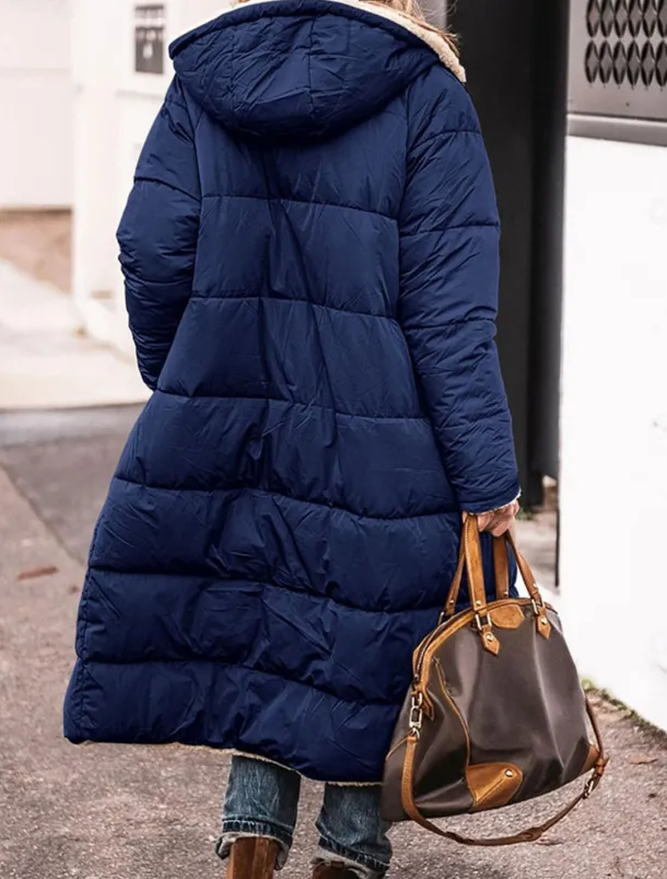 Women's Winter Coat Puffer Jacket Fleece Jacket Coat Outdoor Street Daily Wear Fall Winter Long Coat Regular Fit Thermal Warm Windproof Comtemporary Casual Street Style Jacket Long Sleeve Solid Color