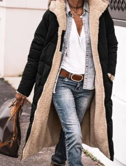 Women's Winter Coat Puffer Jacket Fleece Jacket Coat Outdoor Street Daily Wear Fall Winter Long Coat Regular Fit Thermal Warm Windproof Comtemporary Casual Street Style Jacket Long Sleeve Solid Color