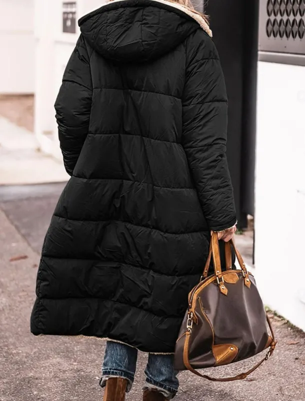 Women's Winter Coat Puffer Jacket Fleece Jacket Coat Outdoor Street Daily Wear Fall Winter Long Coat Regular Fit Thermal Warm Windproof Comtemporary Casual Street Style Jacket Long Sleeve Solid Color