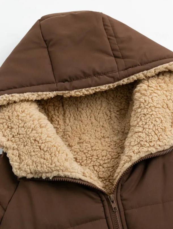 Women's Winter Coat Puffer Jacket Fleece Jacket Coat Outdoor Street Daily Wear Fall Winter Long Coat Regular Fit Thermal Warm Windproof Comtemporary Casual Street Style Jacket Long Sleeve Solid Color