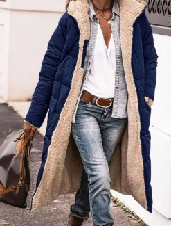 Women's Winter Coat Puffer Jacket Fleece Jacket Coat Outdoor Street Daily Wear Fall Winter Long Coat Regular Fit Thermal Warm Windproof Comtemporary Casual Street Style Jacket Long Sleeve Solid Color