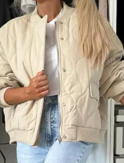 Women's Winter Coat Warm Zipper Pocket Casual Street Style Plain Vacation Street Daily Wear Zipper Stand Collar Regular Fit Long Sleeve Outerwear Black Khaki Dark Grey Fall Winter