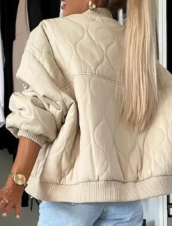 Women's Winter Coat Warm Zipper Pocket Casual Street Style Plain Vacation Street Daily Wear Zipper Stand Collar Regular Fit Long Sleeve Outerwear Black Khaki Dark Grey Fall Winter