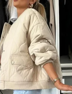 Women's Winter Coat Warm Zipper Pocket Casual Street Style Plain Vacation Street Daily Wear Zipper Stand Collar Regular Fit Long Sleeve Outerwear Black Khaki Dark Grey Fall Winter