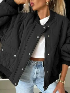 Women's Winter Coat Warm Zipper Pocket Casual Street Style Plain Vacation Street Daily Wear Zipper Stand Collar Regular Fit Long Sleeve Outerwear Black Khaki Dark Grey Fall Winter