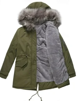 Women's Winter Coat Windproof Warm Zipper Outdoor Solid Color Work Casual Zipper Hoodie Loose Fit Long Sleeve Outerwear Black Red Green Winter