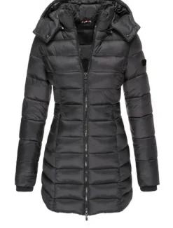 Women's Winter Coat Winter Jacket Parka Warm Breathable Pocket Full Zip Active Casual Comfortable Solid Color Outdoor Vacation Daily Wear Going out Zipper Regular Hoodie Regular Fit Long Sleeve