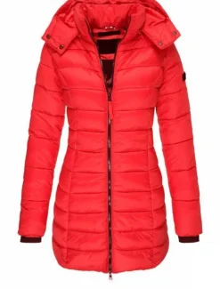 Women's Winter Coat Winter Jacket Parka Warm Breathable Pocket Full Zip Active Casual Comfortable Solid Color Outdoor Vacation Daily Wear Going out Zipper Regular Hoodie Regular Fit Long Sleeve