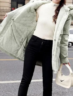 Women's Winter Coat Winter Jacket Hoodie Jacket Parka School Outdoor Valentine's Day Fall Winter Regular Coat Regular Fit Warm Breathable Simple Casual Daily Comfortable Jacket Long Sleeve Solid