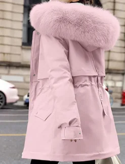 Women's Winter Coat Winter Jacket Hoodie Jacket Parka School Outdoor Valentine's Day Fall Winter Regular Coat Regular Fit Warm Breathable Simple Casual Daily Comfortable Jacket Long Sleeve Solid