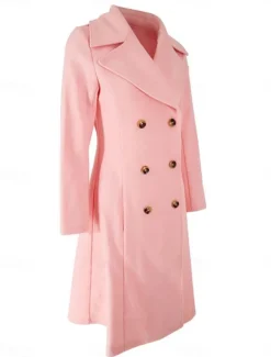 Women's Winter Coat Winter Jacket Outdoor Street Daily Fall Winter Long Coat Regular Fit Warm Breathable Comtemporary Stylish Jacket Long Sleeve Solid Color with Pockets Pink