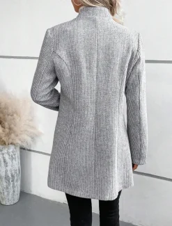 Women's Winter Coat Winter Jacket Outdoor Street Daily Fall Winter Regular Coat Regular Fit Warm Breathable Comtemporary Stylish Jacket Long Sleeve Solid Color Slim Fit Gray